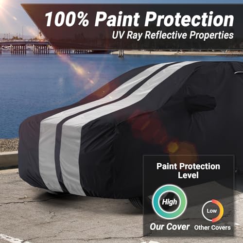 Car Cover Waterproof All Weather for 1946 (76. Sedan Delivery 1946-1960 / Black / Gray (Stripe))