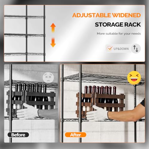 58" W Storage Shelves 1220LBS Heavy Duty Metal Shelving (Black / 58"W × 13.8"D × 59"H)