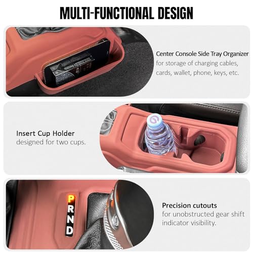 Silicone Center Console Gear Shift Panel Trim Cover for Jeep Wrangler JL (Red)
