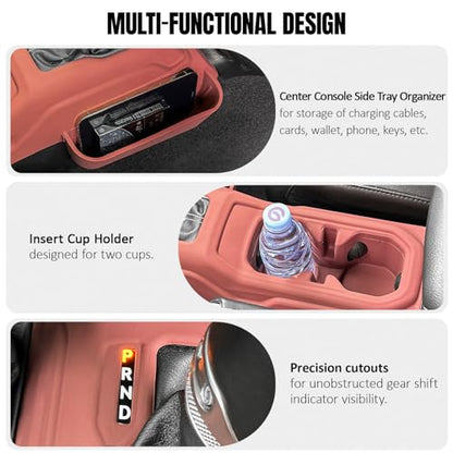 Silicone Center Console Gear Shift Panel Trim Cover for Jeep Wrangler JL (Red)