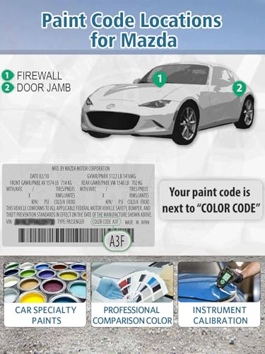 41W Jet Black Mica Touch Up Paint for Mazda (For Mazda / Jet Black Mica(41W) Compatible with 2/3/5/6/CX-3/CX-30/CX-5/CX-50/CX-9/CX-90/MX-30 EV/MX-5-Miata)