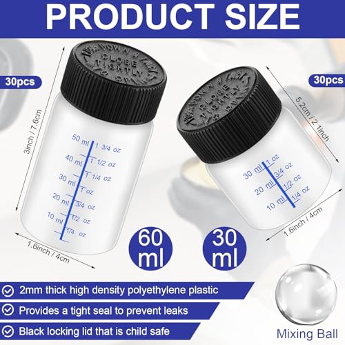 120 Pcs Touch up Paint Bottles with Brush 2 oz 1 oz Mixing Ball