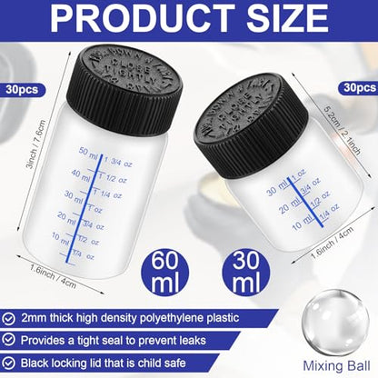 120 Pcs Touch up Paint Bottles with Brush 2 oz 1 oz Mixing Ball