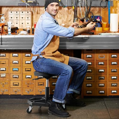 Mechanic Stool with Wheels (Black / Tool Tray)
