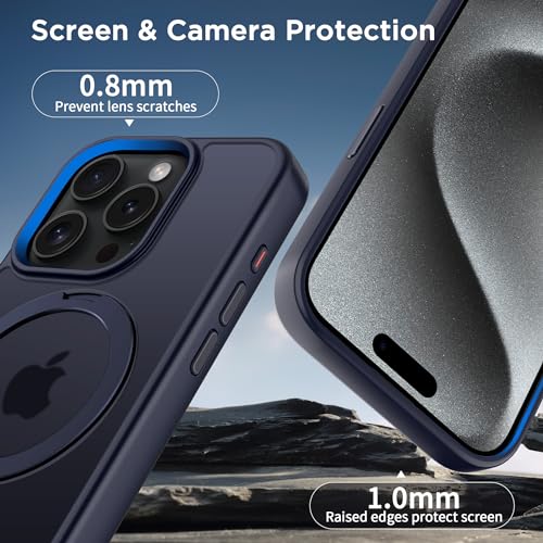 Magnetic Case for iPhone 15 Pro with Stand (6.1" (for iPhone 15 Pro) / Dark Blue)