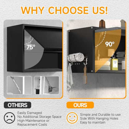 Metal Garage Wall Cabinet with Doors Side with Holes (13.8''H / Black Gray)