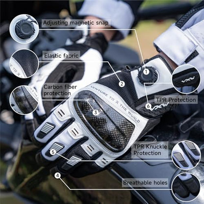 High Protection Motorcycle Gloves for Men (Small / White)