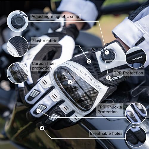 High Protection Motorcycle Gloves for Men (Small / White)