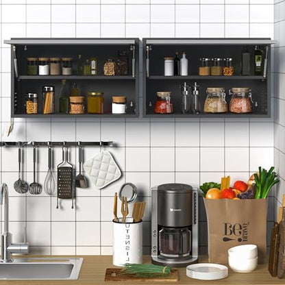 Metal Wall Cabinet with Adjustable Shelves (19.7''H / Black Gray)