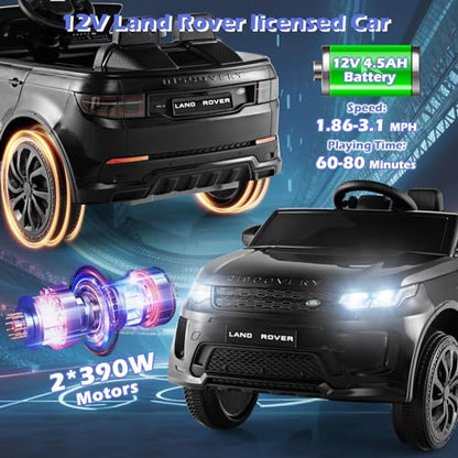 12V Kids Ride On Car (Black / 42.5” x 25.5” x 20”(L x W x H))
