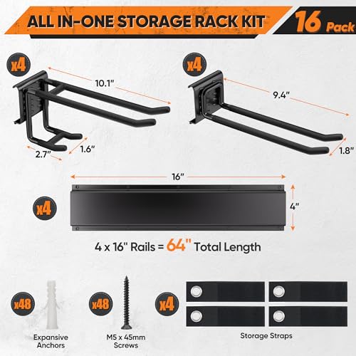 Heavy Duty Garden Tool Organizer Metal Wall Mount (64")