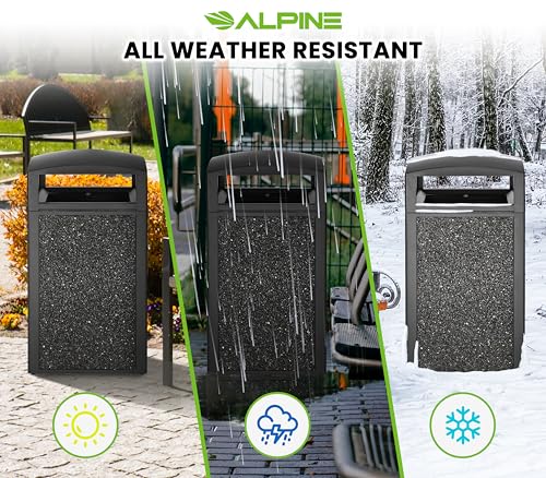 Outdoor Commercial Trash Can with Lid (Black)