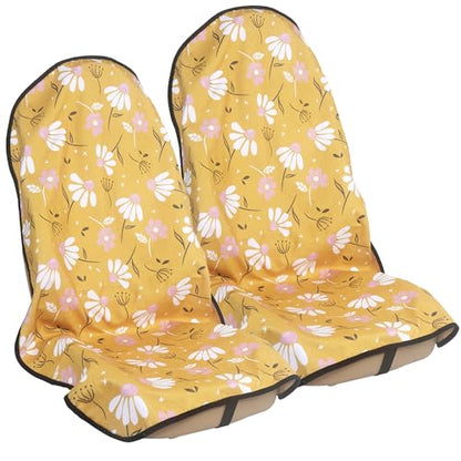 Car Seat Cover Protector Front Seats (2Pcs Front Seat Towel / Chamomile and Yellow)