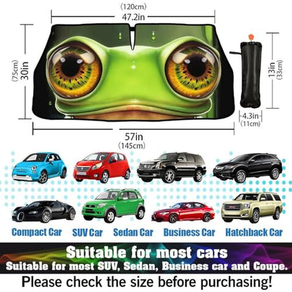Funny Frog Car Windshield Sunshade Umbrella Frog Eye Umbrella (57X31 Inch / Color-FROG1)