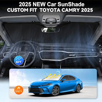 Sunshade for 2025 2026 Camry LE XLE Hybrid SE XSE Sedan Summer Interior Accessories Front Window Shield 210T Coating Cover for Windshield Sun Visor Protector 2026 Upgrade (for 2025 2026 Camry)