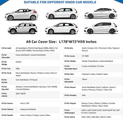 Waterproof Hatchback Car Cover All Weather (A9-Fit hatchback length ( up to 178") / silver)