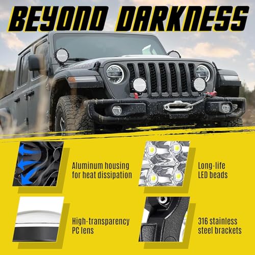 7 Inch Round LED Off Road Lights (2 Black)