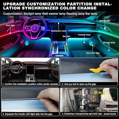 Dreamcolor Acrylic Interior Car LED Strip Light with Wireless APP (Dreamcolor 22 in 1)