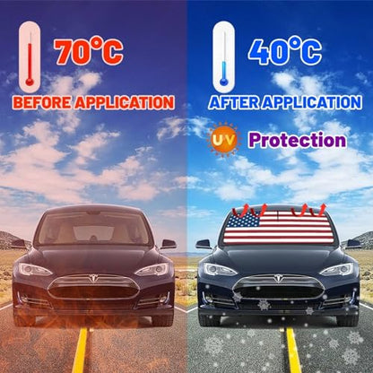 American Flag Car Windshield Sun Shade Umbrella Automotive Windshield Sunshade Foldable Front Car Accessories Interior Decor to Keep Vehicle Cool for Most Vehicles 57'' X 30'' (57'' X 30'' / style-AB3)