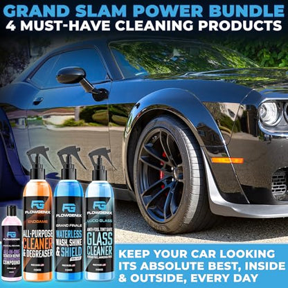 Grand Slam 4 Pack Includes Waterless Car Wash Spray + Instant Car Scratch Remover Repair + Streak Free Window and Glass Cleaner + All Purpose Cleaner for Auto Detailing (Grand Slam 4-Pack)