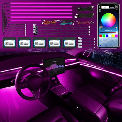 Acrylic Interior Car LED Strip Light with Wireless APP (RGB 14 Lights)