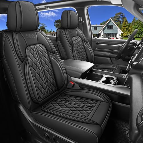 Car Seat Cover Custom Fit for Dodge Ram 1500 2500 3500 2002 (Black / Full Set (Curved Rear))