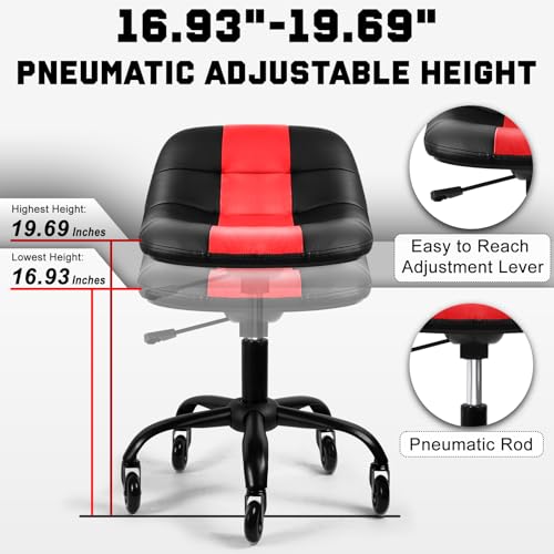 Rolling Shop Stool with Wheels (Red)