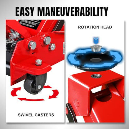 Heavy Duty Hydraulic Car Floor Jack with Quick Lift Pump for All Terrain Vehicles (Red / Single Pump / 3 Ton)