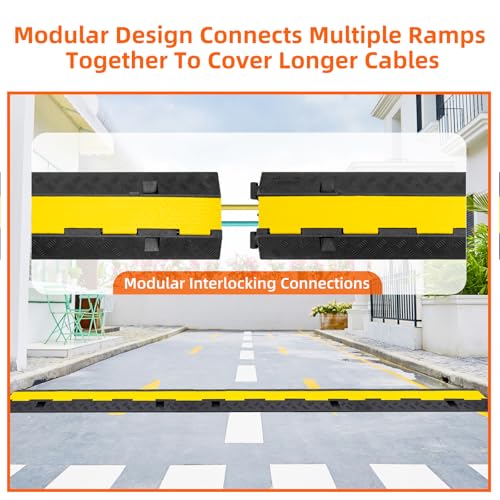 3 Pack 2 Channel Cable Protector Ramp Traffic Wire and Hose Ramp Cord Cover Heavy Duty Channels 18 (2 Channel 3 Pack)