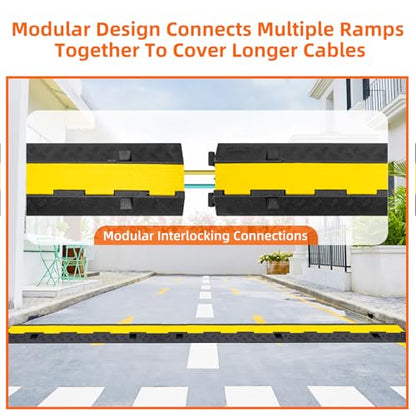 3 Pack 2 Channel Cable Protector Ramp Traffic Wire and Hose Ramp Cord Cover Heavy Duty Channels 18 (2 Channel 3 Pack)