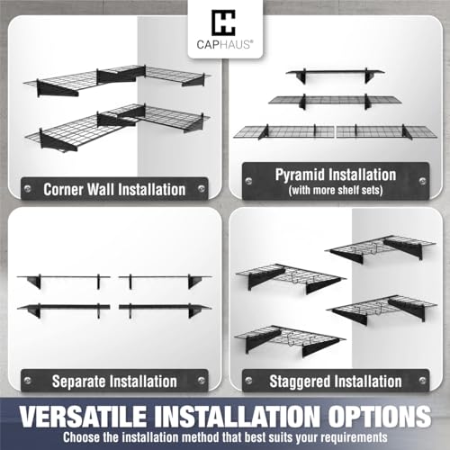 Garage Shelving Wall Mounted 48x18 Inch (Black)
