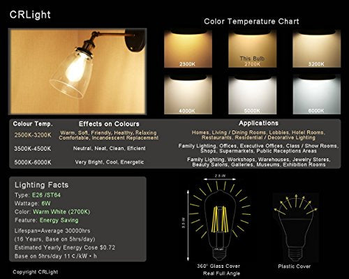 LED Edison Bulb 4W (Cool White / Pack of 6)