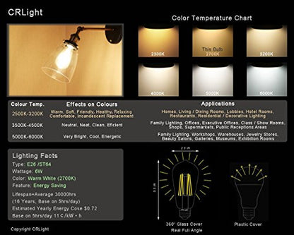 LED Edison Bulb 4W (Cool White / Pack of 6)