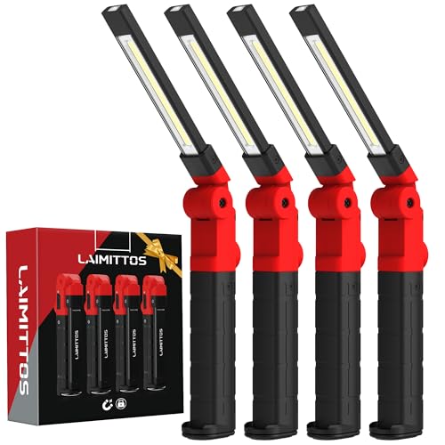 Rechargeable Work Light 2200mAh Magnetic LED Work Light Flashlight Mechanic Light Tool for Men Him (350 Lumens - 4Pcs)