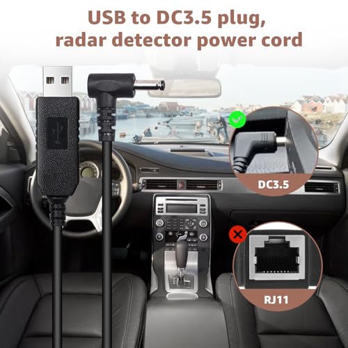 USB to DC3.5 for Cobra Uniden Whistler & Radenso Radar Detector Power Cord