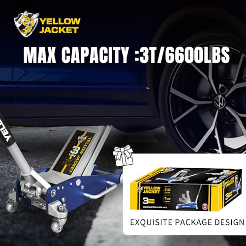 Floor Jack 3 Ton Hydraulic Low Profile Aluminum and Steel Racing Car Jack with Fast Lifting Dual Pump for SUV (Blue / 3T low profile dual pump)