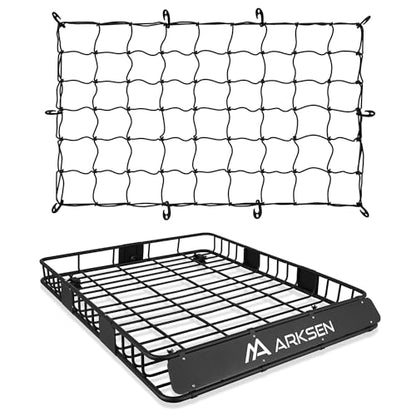 64" x 50" x 6" Extra Wide Roof Rack Basket with Extension (64" Cargo Rack w/Net)
