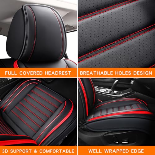Leather Car Seat Covers Full Set (Red 2/Full Set)