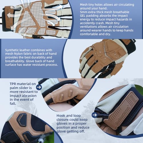 SPS 1 Unisex Touchscreen Road Racing Motorcycle MTB Sports Gloves Also fit BMX MX ATV Mountain Bike Bicycle Cycling Off (Khaki SPS-1 / L Youth)