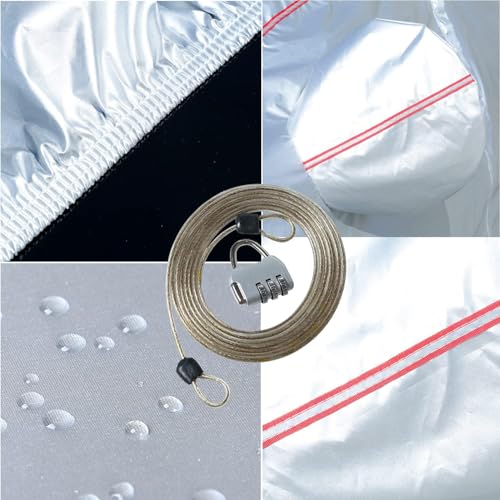 Hard Shell Oxford Material Door Shape Zipper Design Waterproof UV (Silver-Red / 2L：for Hatchback(Lenght 160"-170"))