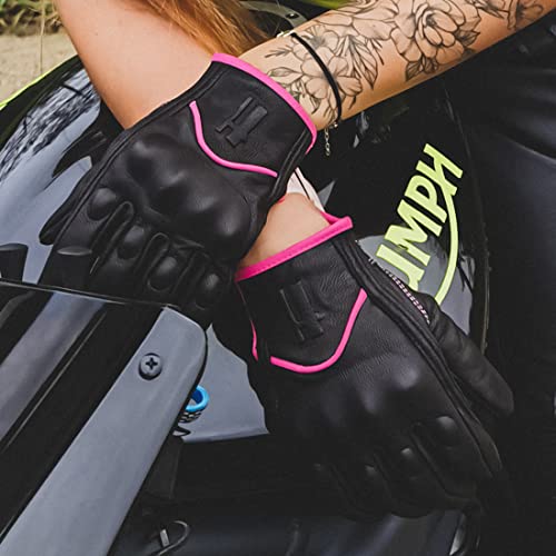 Ladies Full Finger Touch Motorcycle Gloves GL016 PINKBlack XS (X-Small / Pink/Black)