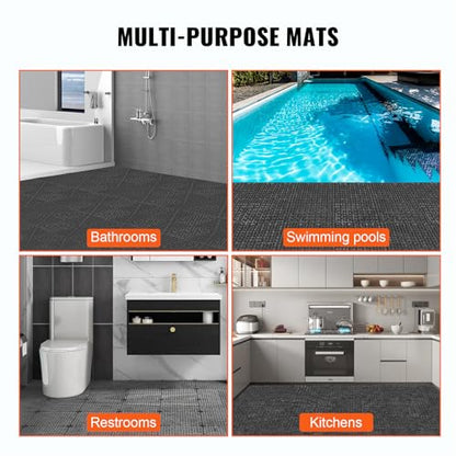 Interlocking Tile 50PCS Black (Black / 12"L x 12"W x 0.6"Th)