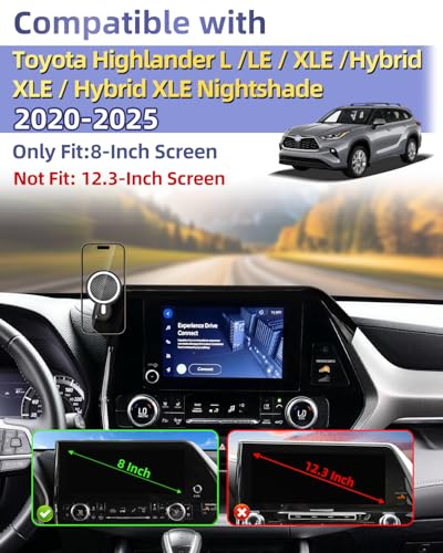 Car Phone Mount for 2020 (Highlander 2020-2026 (8 inch) / Magsafe+ Wireless Charger)