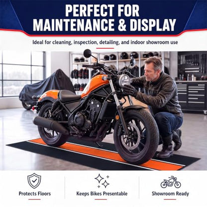 Motorcycle Mat Garage Floor Rug Washable Parking Mats for Garage Floors Non Slip Oil Absorbent Pad Rubber Backing Layer Protects Floor (Orange / 78 X 31 Inch)