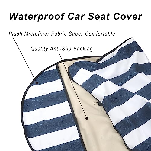 Car Seat Cover Protector Front Seats (2Pcs Front Seat Towel / Blue Stripe)