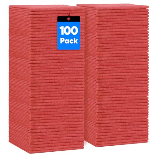 Microfiber Cleaning Cloth 100 PK (Red / 11.5 x 11.5 Inch)