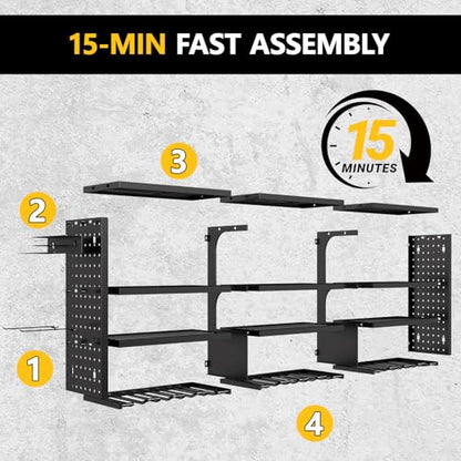 49" W Large Power Tool Organizer Wall Mount (12 Slots-4 Layers)