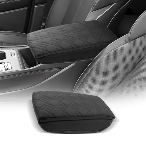 for 2025 2026 Jeep Wagoneer S Center Console Cover Armrest Box Cover for Wagoneer S (Wagoneer S Thickened Black Leather Square)
