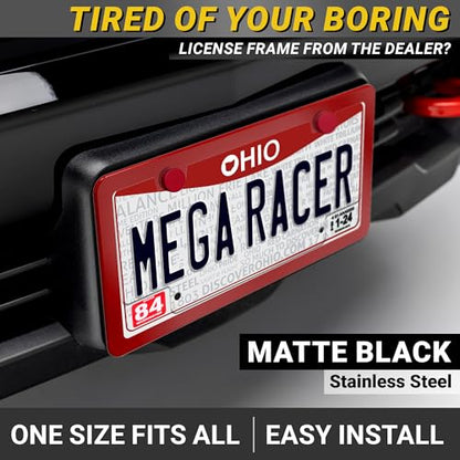 Premium Slim Gloss Red License Plate Frame (Red / 1 Piece)