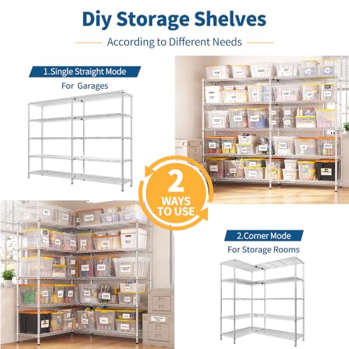 Chrome Metal Shelving (Chrome-70" W*15.8" D*72.4" H)